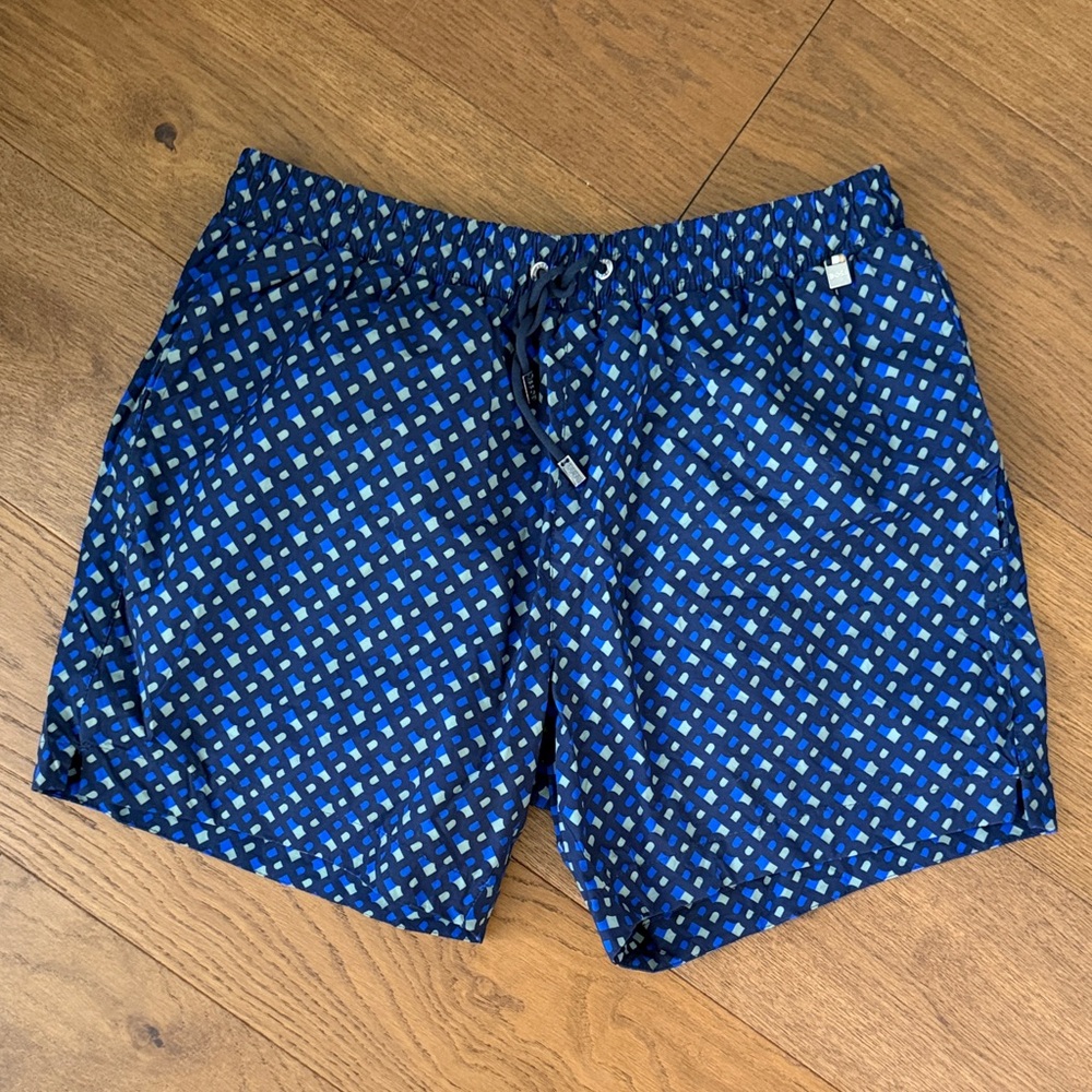 Hugo Boss Blue Patterned Men's Swim Shorts